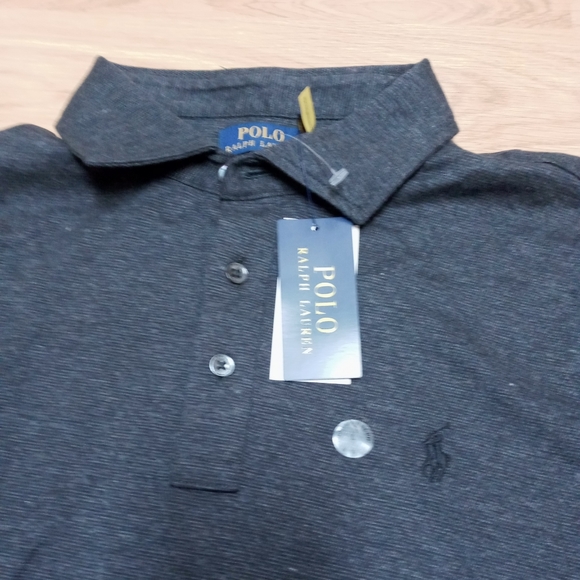 Polo Ralph Lauren Long Sleeve Cotton Polo Shirt Large NWT Gray Multi MSRP $125. - Picture 3 of 12
